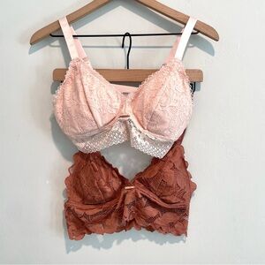 Danskin 2 Pack Wireless Lace Bralettes